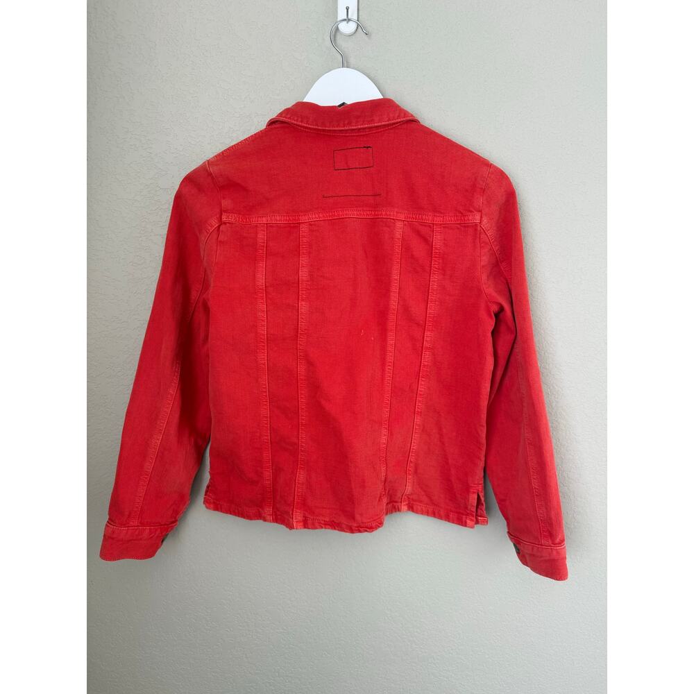 Current Elliot The Mechanic Jacket Fire Red Size 1 Small Button Up Denim Cotton - Picture 3 of 8
